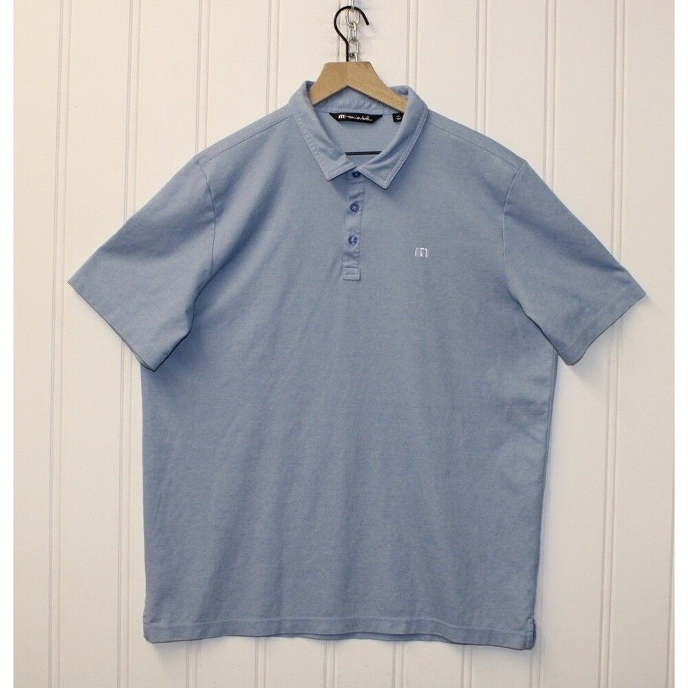 TravisMathew Pima Cotton‎ Blend Polo Shirt Men’s Blue Short Sleeve Golf Size XXL